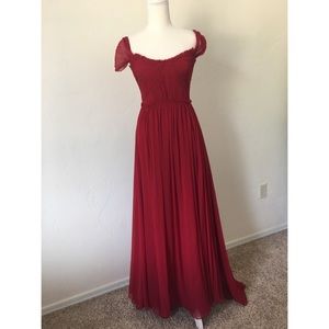Long red Monique Lhuillier dress